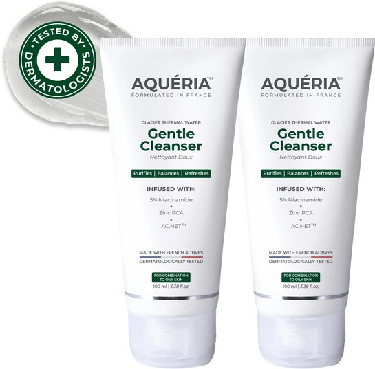 Aqueria 5% Niacinamide Oil Control French Gentle Cleanser Reduces Acne & Marks Acne Prone, Oily Skin Cleanser (Pack of 2) Face Wash (200 ml)
