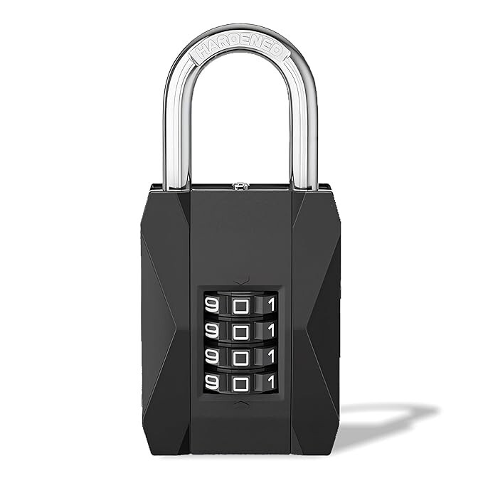 Amazon Basics Number Locks for Door | Combination Lock Padlock Secure Number Lock | Multi-Purpose Lock for Home, Office, and Outdoor Use, Black (Pack of 1)