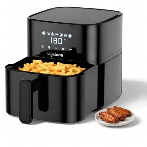 Lifelong 4.2 Litre Digital Air Fryer |1200W Quick Heating With 7 Preset| Detachable Handle, Touch Control, Non-Stick Basket, Rapid Air Technology For Less Oil Cooking, Frying, Grill, Baking, Roasting