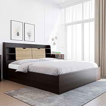 Nilkamal Riva Wooden King Bed with Headboard & Box Storage |