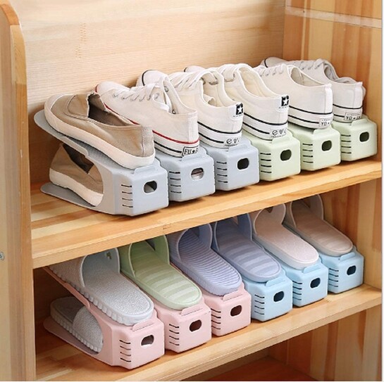 Shoe Slots Organizer Space Saver Double Deck Shoe Rack (Pack of 12)