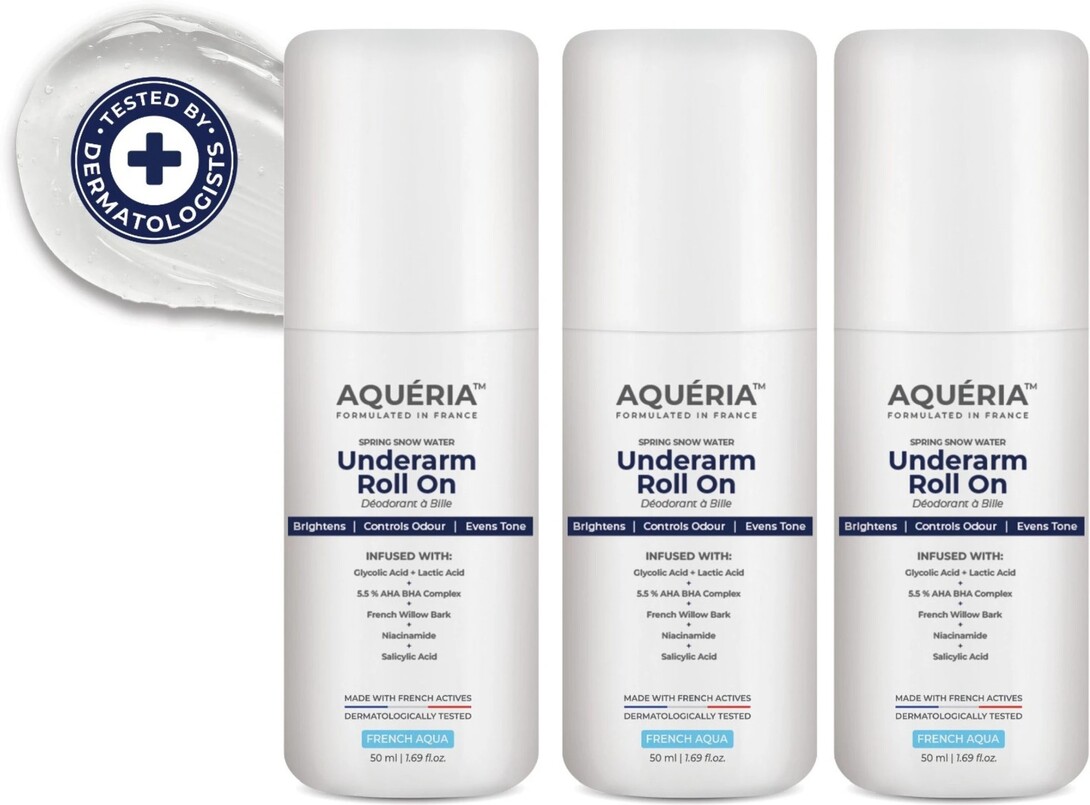 Aqueria Multi Active Underarm Roll On -  For Men & Women (150 ml, Pack of 3)