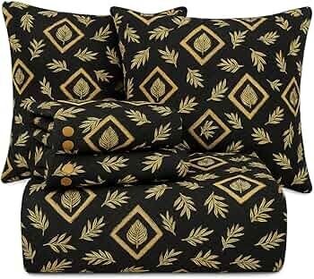 BSB HOME 220 TC 5 Piece Bedding Set with 1 Pc Bedsheet, 2 Pc Quilted Cushion with Zip, 2 Pc Pillow Covers 