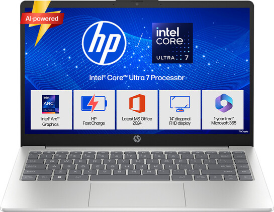 HP 14 AI PC Intel Core Ultra 7 155H (16 GB/1 TB SSD/Windows 11 Home) Thin and Light Laptop