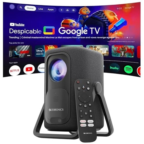Zebronics Official Google TV Projector, 7500 Lumens, 4K Support (PixaPlay 77G)