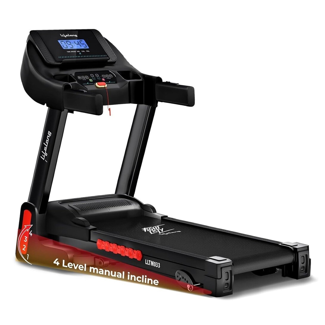 Lifelong FitPro Motorized Treadmill for Home (4HP Peak) | 3-Level Manual Incline