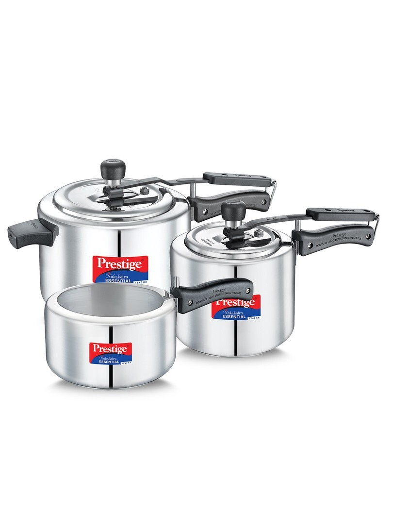 39% off on - Prestige Nakshatra Essential Svachh Stainless Steel 3 Pressure Cooker Combi (5+3+2) - Rs. 3416