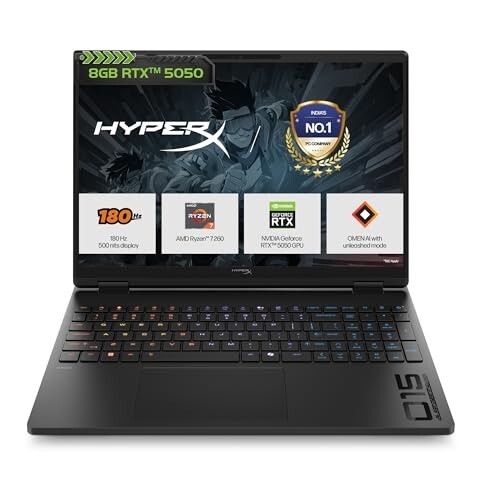HP HyperX OMEN 15, AMD Ryzen 7 260, 8GB-RTX 5050, 24GB DDR5 (Upgradeable)
