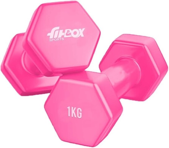 FitBox Sports Premium 2kg Vinyl Coated Cast Iron Dumbbells