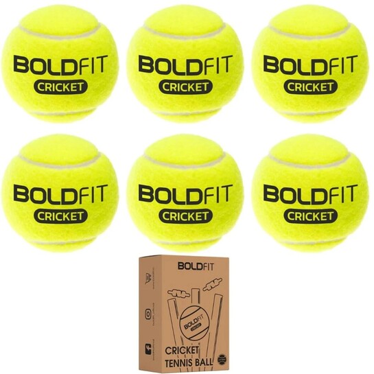 BOLDFIT Cricket Tennis Ball Pack of 6 – Green High Bounce Soft Balls
