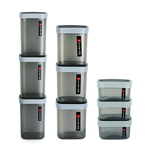CELLO Clarion Square Storage Containers with Lid, Set of 9 Pcs