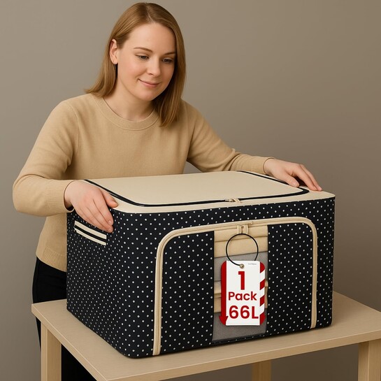 JD FRESH 1 Pcs 66 Liters Foldable Steel Frame Cloth Organizer for Storage