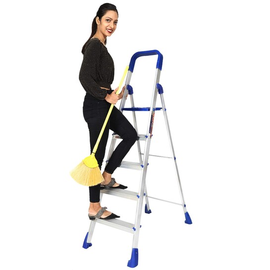 PAffy Premium Light Weight Aluminium Heavy Duty Folding Step Ladder - Maple 5 Steps