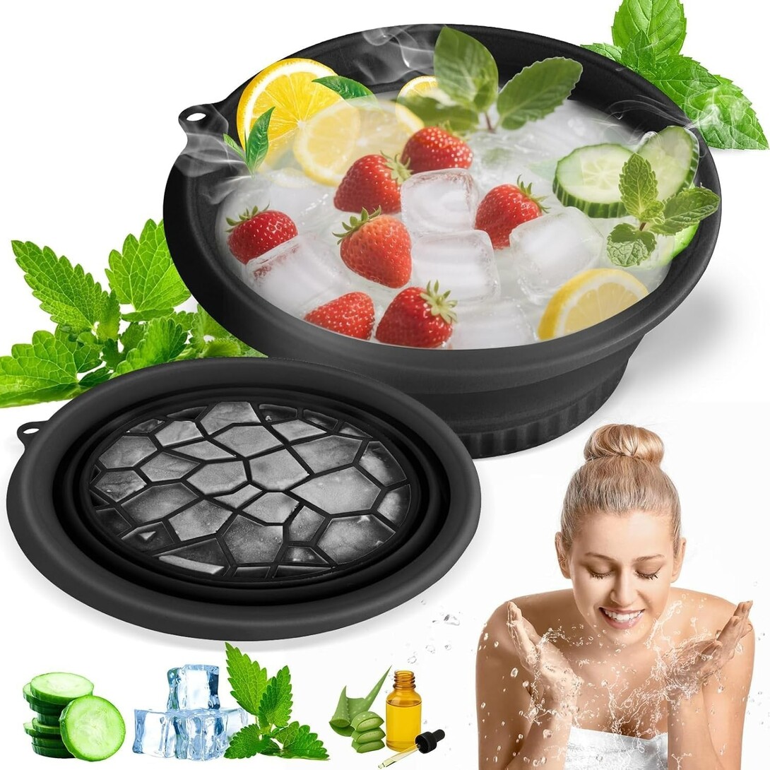Silicone Collapsible Face Bowl with Built in Ice Tray