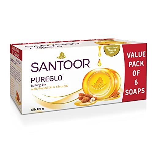 Santoor PureGlo Glycerine Soap 125g (Pack of 6)