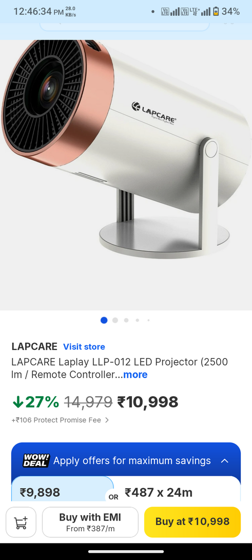 LAPCARE Laplay LLP-012 LED Projector ( 100% supercoins back)
