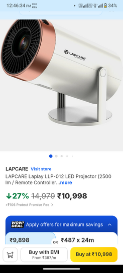 LAPCARE Laplay LLP-012 LED Projector ( 100% supercoins back)