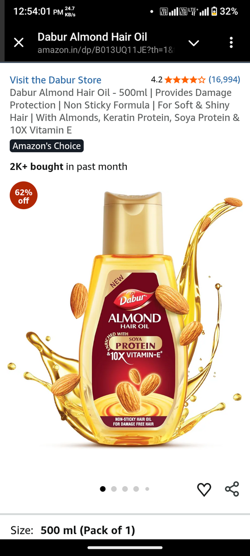 Dabur Almond Hair Oil - 500ml 