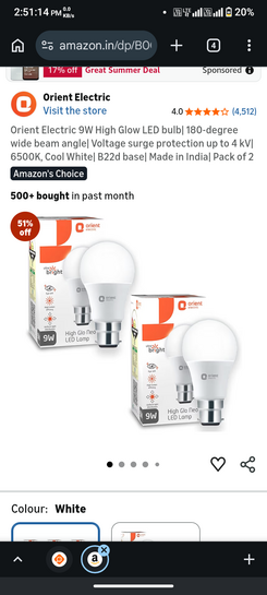 Orient Electric 9W High Glow LED bulb pack of 2