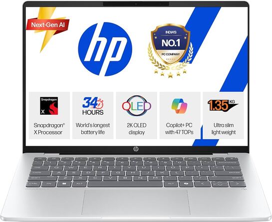 HP OmniBook 5 OLED (Previously Pavilion), Snapdragon X Processor (16GB LPDDR5x, 1TB SSD 2K) Laptop