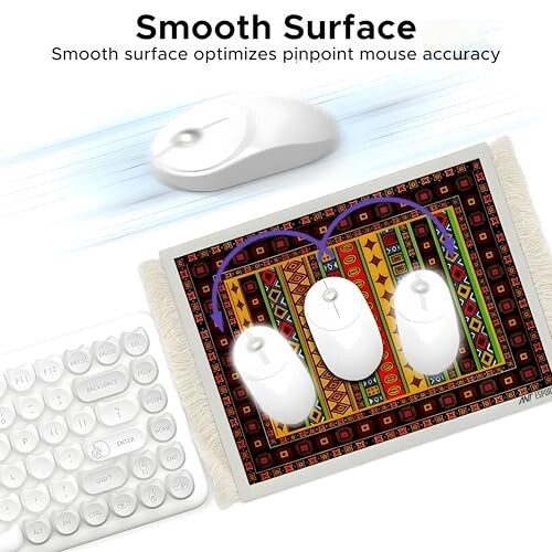 Ant Esports Vintage Mouse Pad 260x210mm –Tribal Ndebele Design, Non-Slip Rubber Base, Anti-Fray Stitched Edges, Smooth Surface for Precise Control, Colourful Geometric Pattern, Office & Home Use
