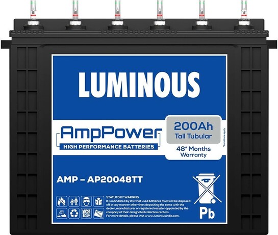 LUMINOUS 48 Months Warranty Tubular Inverter Battery (200 Ah, AMP...more