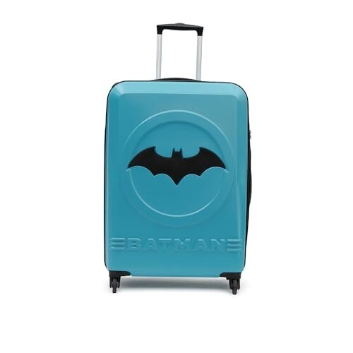 YAYAVAR Batman Trolley Suitcase - 85L, Cabin Luggage with 8 Spinner Wheel, Hard Shell Polycarbonate Suitcase, Number Lock, Water Resistant, Luggage Bag for Travel (Teal & Black, 67cm, Medium)