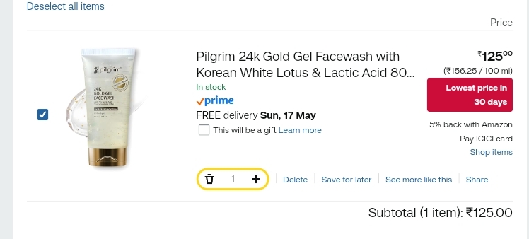 Pilgrim 24k Gold Gel Facewash 80ml