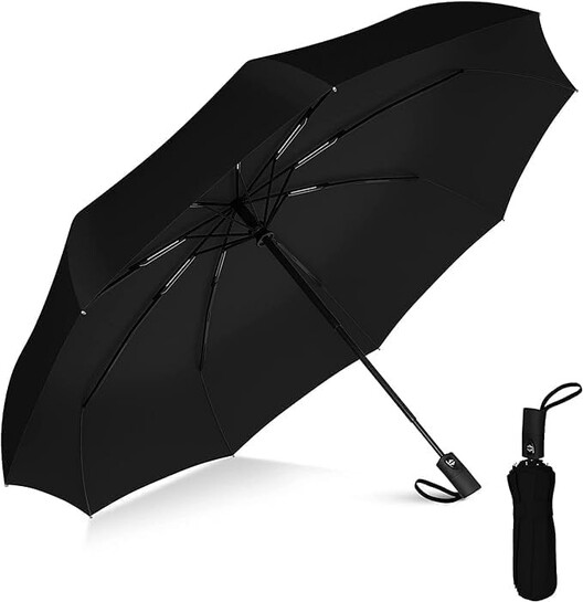 inulec Automatic Travel Umbrella - Stylish Windproof For Rain & Compact, Strong for Wind, Auto Open/Close Button, Travel-Friendly 3-Fold Design Perfect Umbrella for Men & Women