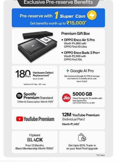 Oppo X9s and X9 Ultra Pre Reserve Offers Benefits upto 15000