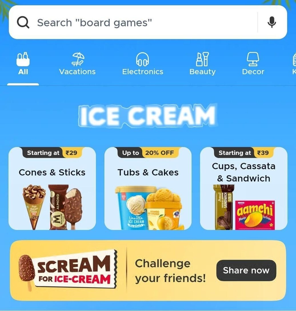 Blinkit 50% OFF up to ₹150 on Ice Creams & Frozen Desserts Account & location specific 