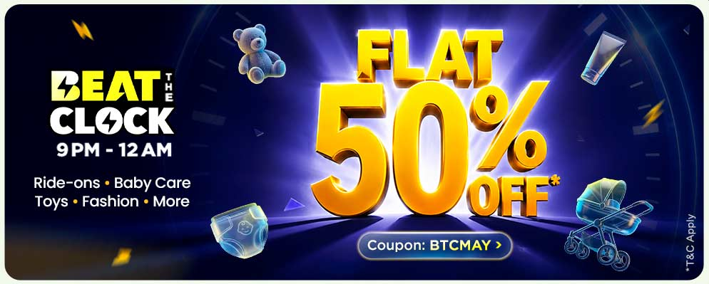 Firstcry - Beat The Clock- Flat 50% OFF* on Select Range | Desidime