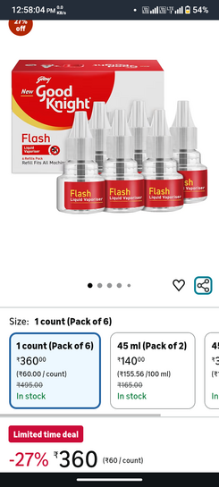 Good knight Flash Liquid Vaporiser – Pack of 6 (45ml each)