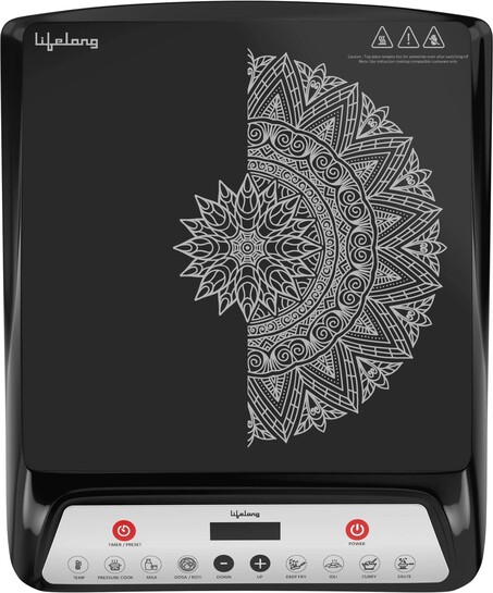 Lifelong 1800 W Induction Cooktop Push Button (Black, LLIC100)