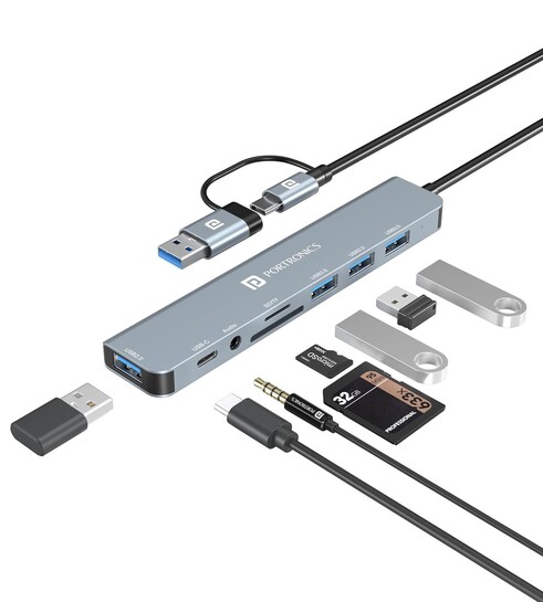 Portronics Docking Station | MicroSD Reader | Multiple Ports | Plug & Play