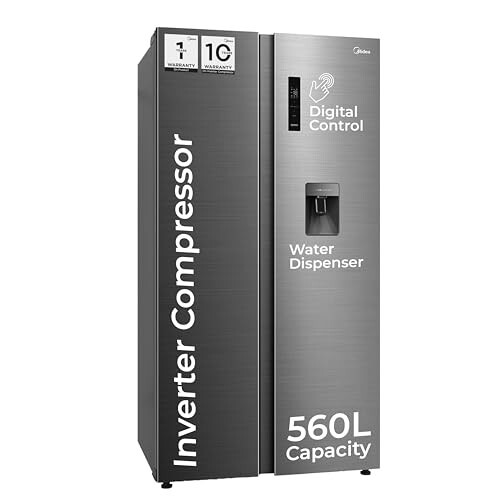 Midea 560 L Side by Side Refrigerator (Frost Free, Energy Efficient, Large Capacity, Bru-Steel Finish)