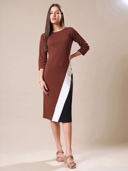 PURVAJA Women Bodycon Black Knee Length Dress