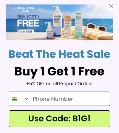 Wishcare - Beat The Heat Sale  Buy 1 Get 1 Free  +5% OFF on all Prepaid Orders