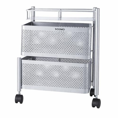 Amazon Brand - Solimo 360° Revolving Preassembled Heavy-Duty 2 Layer Square Portable Trolley 