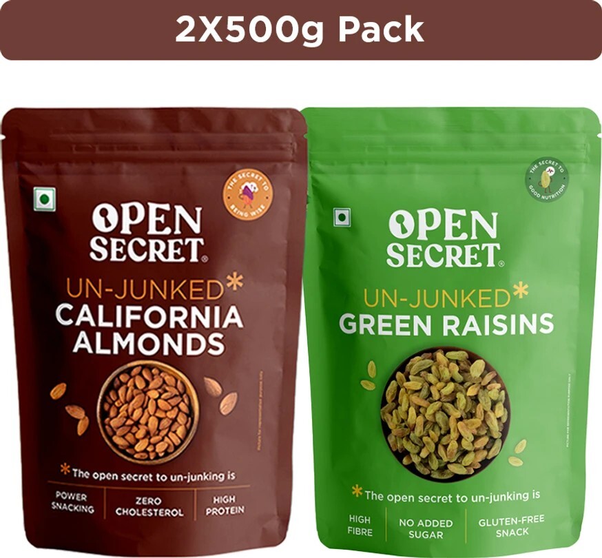 (liveshop+) Open Secret 500 gm Almonds + 500 gm Raisins