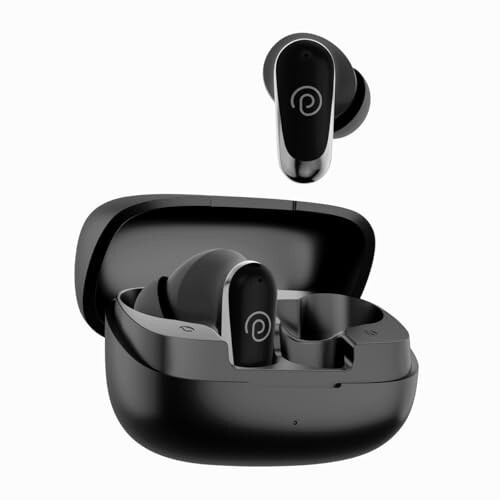 pTron Bassbuds Zen TWS Earbuds w/ 35dB ANC, Quad MEMS Mic, ENC Calls, 55Hrs Playtime, Custom EQ, App Support, BT6.0, Dual-Device Pairing, 40ms Low-Latency, IPX5, 13mm Driver (Black)