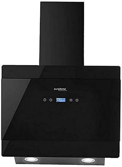 Eurodomo 60 cm 1050 m³/hr angular Kitchen Chimney (Hood Gem TC BK 60, Cassette Filter, Touch Control, Black)
