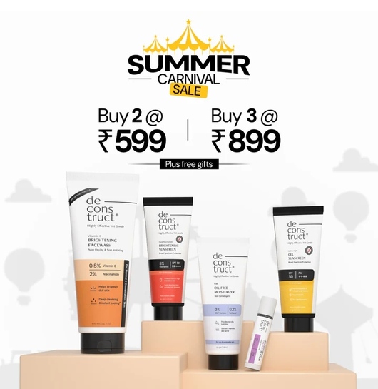 Deconstruct Summer Carnival Sale – Buy 2 at ₹599 | Buy 3 at ₹899 + Free Gifts