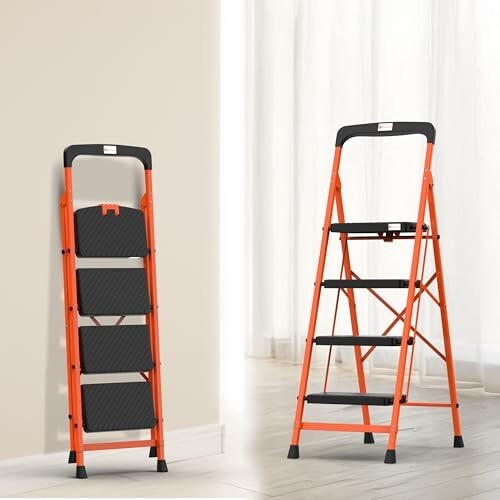 BonKaso Climb Easy 4 Step Heavy Duty Foldable Steel Kitchen Ladder