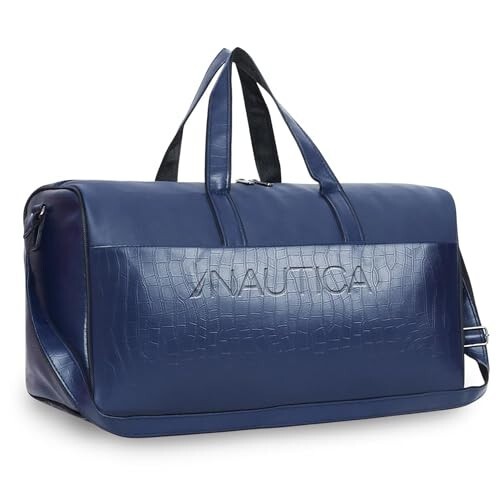 Nautica Unisex PU Duffle Bag for Travel | Stylish Leatherette Cabin Luggage | Navy Blue