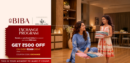 Biba - Get ₹500 OFF on Every ₹2,500 Spent - SITEWIDE | Exchange Program