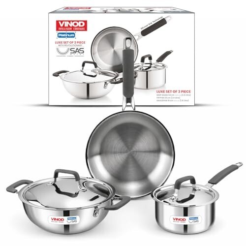 Vinod Luxury Edition Triply Stainless Steel Cookware Set 5 Pc [₹1100 Coupon]