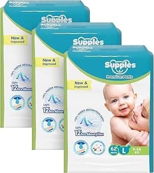 Amazon Brand Supples Premium Baby Diaper Pants – 216 Count (Medium)