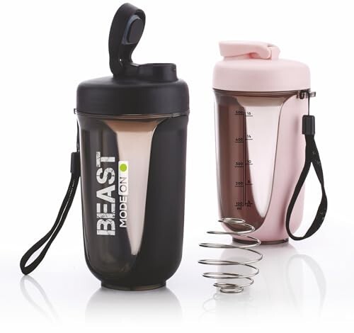 XMART INDIA Plastic 500ml Protein Shaker Bottle | Leak-Proof & BPA-Free Gym Supplement Shaker | Compact,Gym Bottle for Protein Shake, Workout | Easy-to-Clean, Durable Design(Multi color)