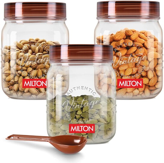 MILTON Plastic Utility Container  - 500 ml (Pack of 3, Clear)